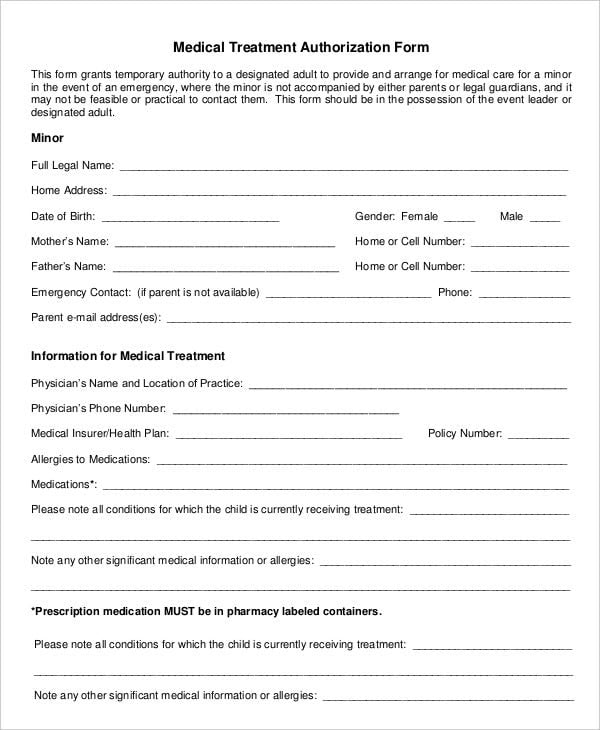 10 Printable Medical Authorization Forms PDF DOC Free Premium Templates