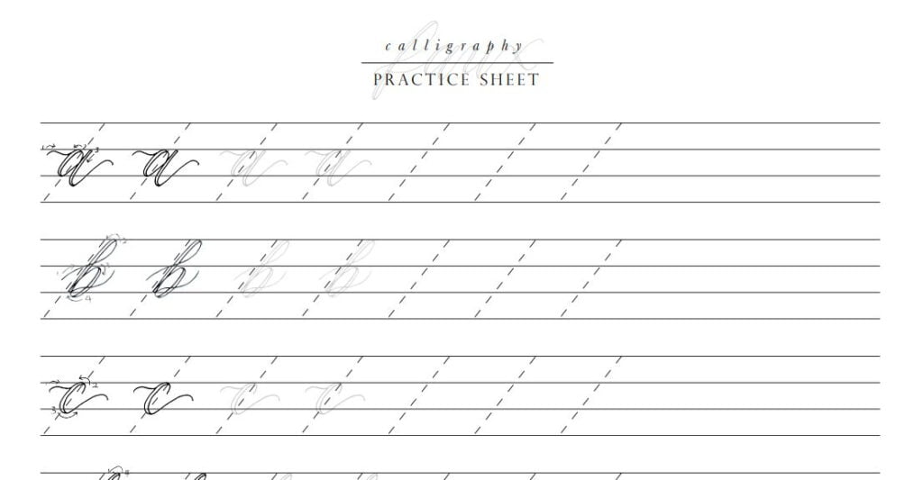 12 Free Calligraphy Practice Sheets