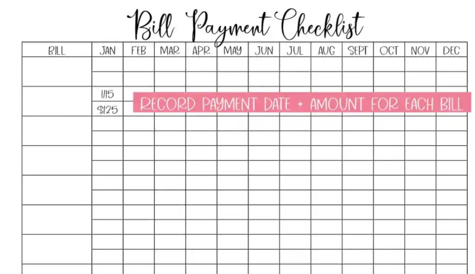 7 Free Monthly Bill Pay Checklist PDFs Never Miss A Bill Again 