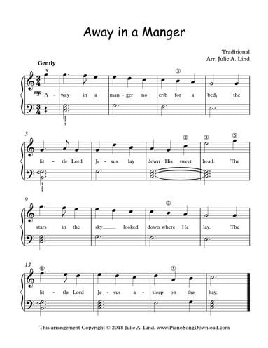 Away In A Manger Free Printable Late Beginner Christmas Carol Piano Sheet Music Christmas Piano Sheet Music Christmas Piano Piano Sheet Music Free