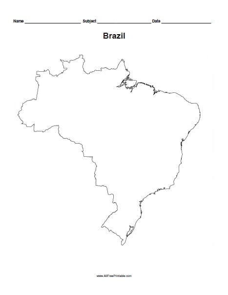 Brazil Outline Map Free Printable