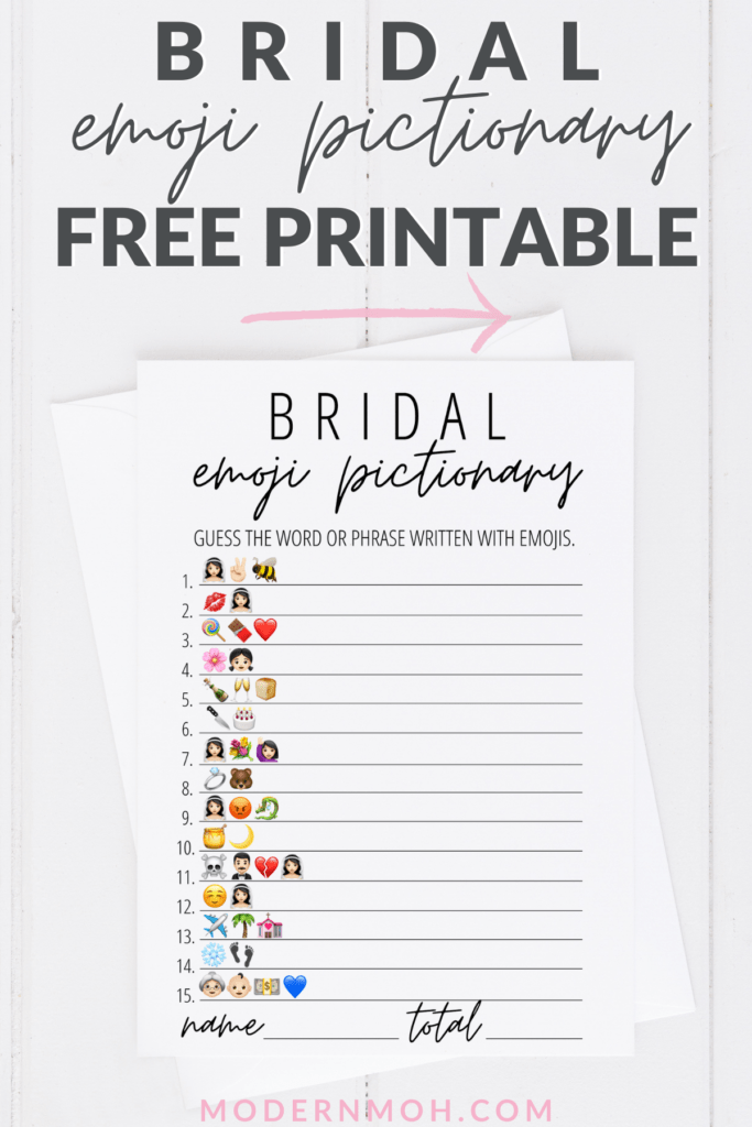 Bridal Emoji Pictionary Free Printable Bridal Shower Games Free Printables Free Bridal Shower Games Printable Bridal Shower Games