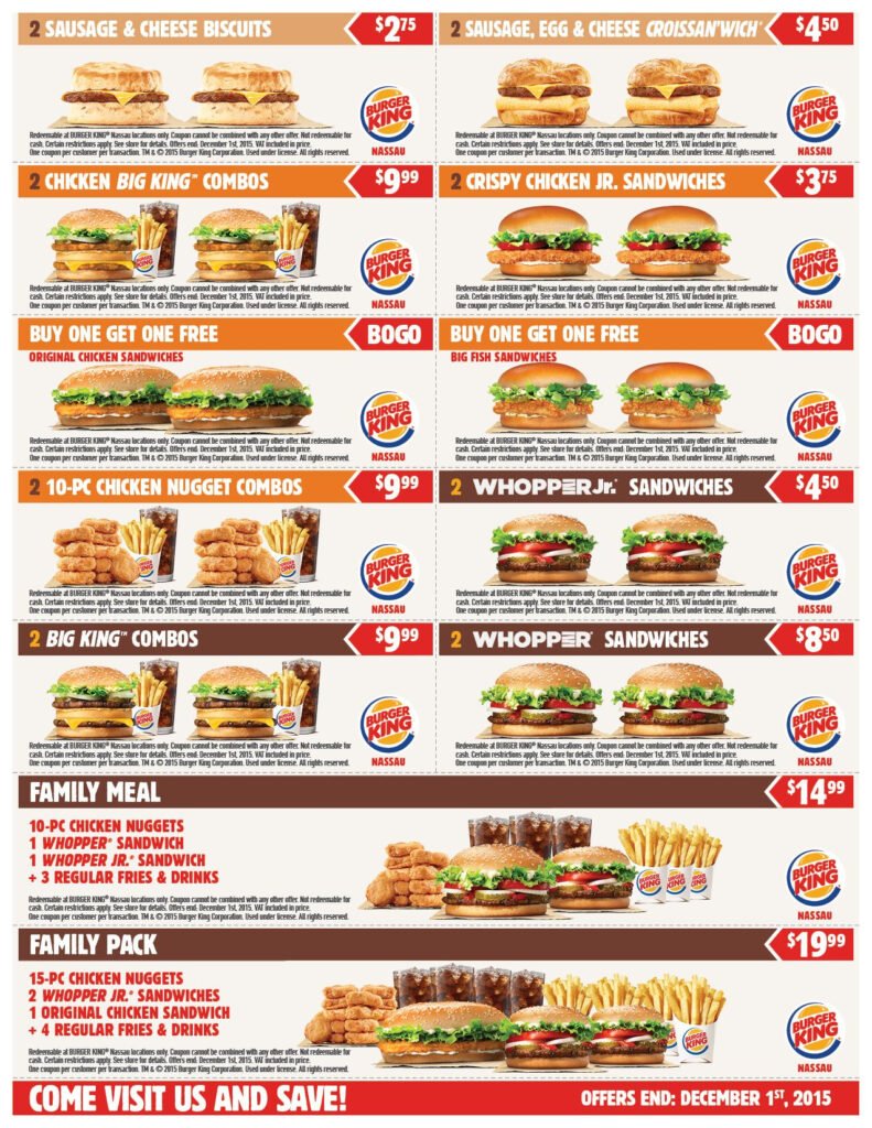 Burger King Free Coupons Printable