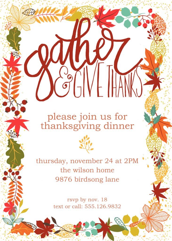 Customizable Thanksgiving Invitation Free Printable