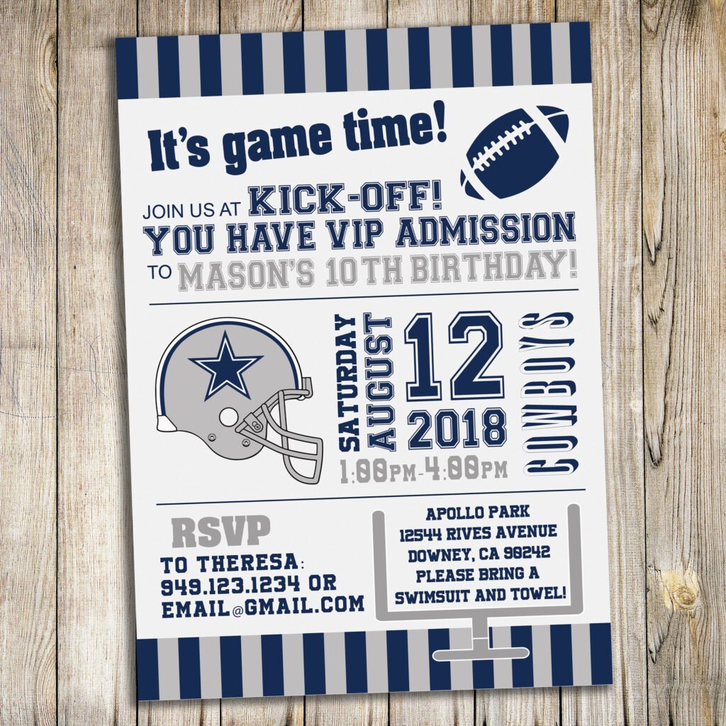 Free Printable Dallas Cowboys Birthday Invitations