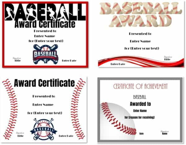 Free Printable Baseball Certificates