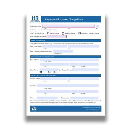 Free Human Resources HR Forms Templates