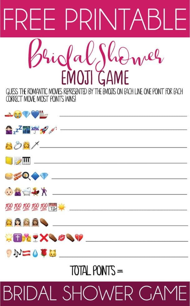 Free Printable Bridal Shower Emoji Game Free Bridal Shower Games Bridal Shower Games Funny Bridal Shower Games Free Printables