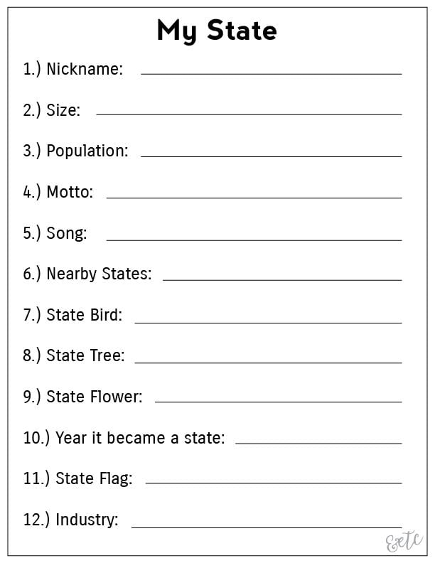 Free Printable My State Geography Worksheet Homeschooling Help Freebies First Gra Social Studies Worksheets Geography Worksheets Kindergarten Social Studies