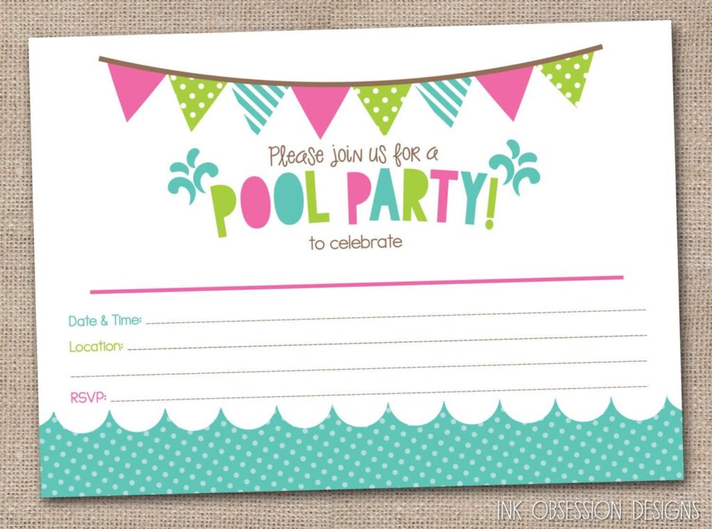 Free Printable Pool Party Birthday Invitations Backyard Design Ideas Free Party Invitation Templates Free Party Invitations Party Invite Template