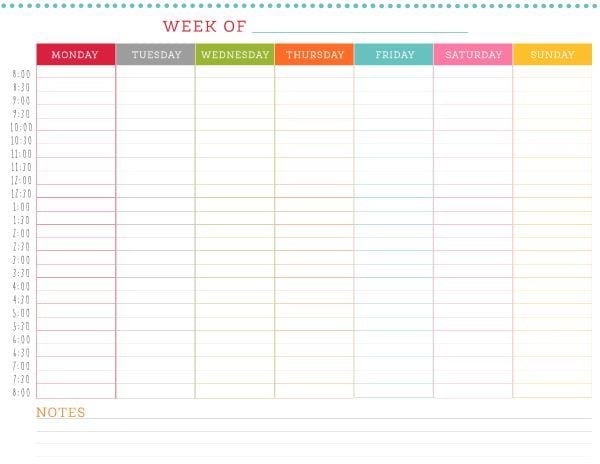 Free Printable Blank Weekly Schedule