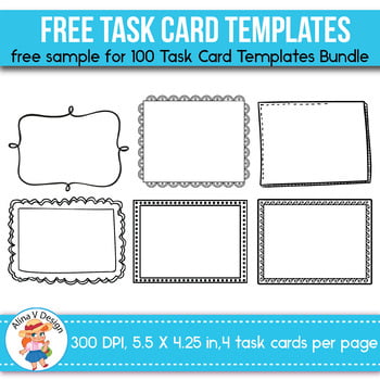 FREE Task Card Templates EDITABLE By My Nerdy Teacher By Alina V