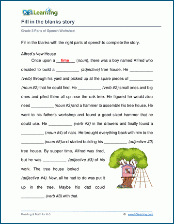 Free Printable Parts Of Speech Worksheets