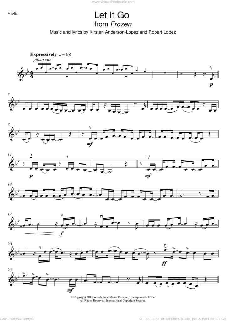Let It Go Violin Sheet Music Free Printable