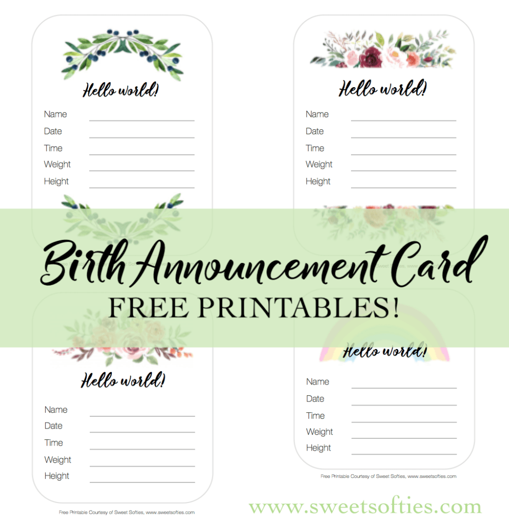 Newborn Baby Birth Announcement Cards FREE Printables Sweet Softies Amigurumi And Crochet