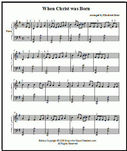 Printable Sheet Music For Christmas Free When Christ Was Born In Two Versions