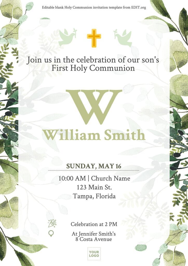 Templates For First Communion Invitations