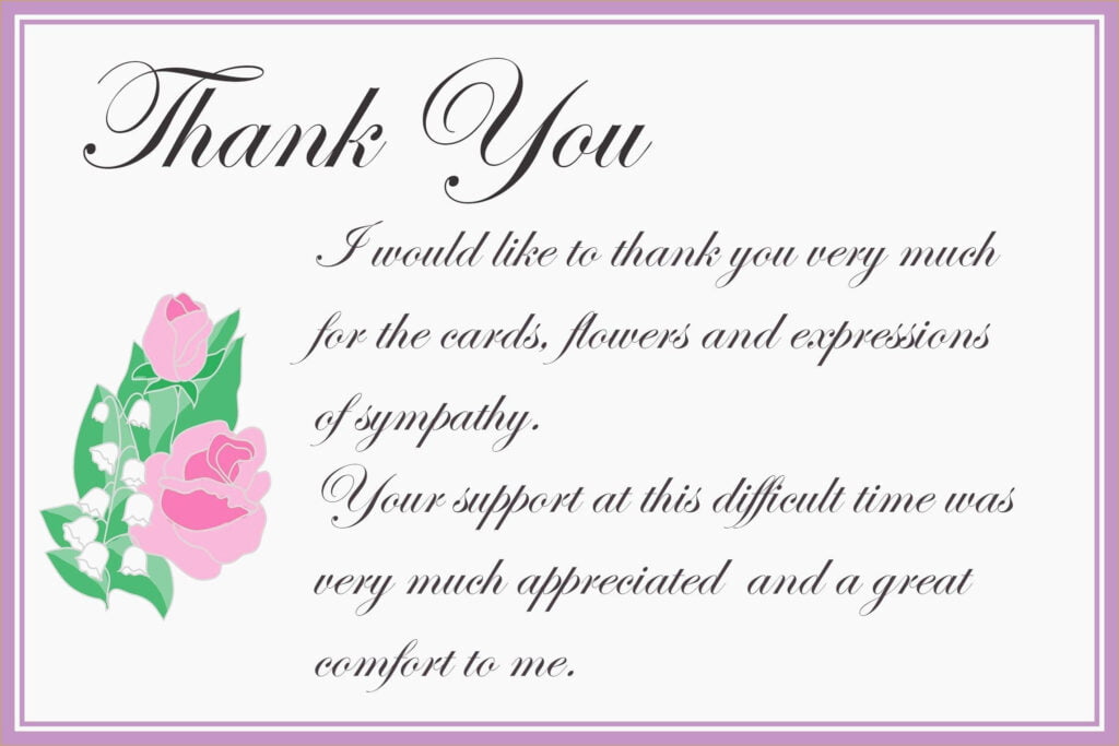 Thank You Letter For Sympathy Card Free Printable Greeting Cards Sympathy Thank You Cards Sympathy Card Sayings