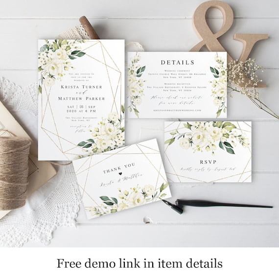 Wedding Invite Sets Printable Templates Try Before You Buy Etsy Ireland