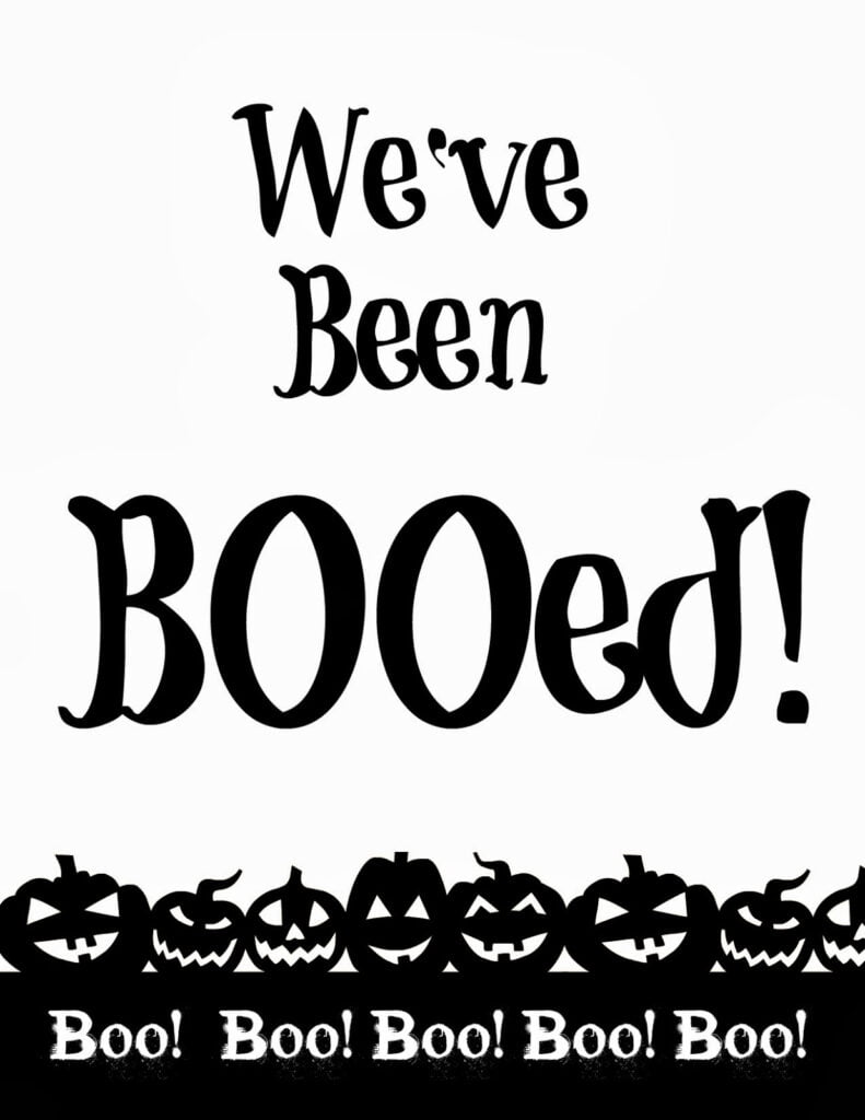 You've Been Booed Printable Black And White Free
