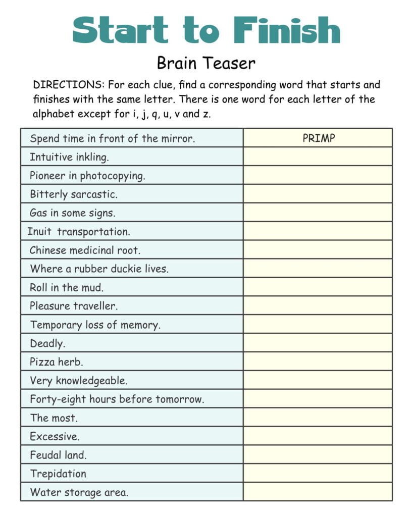 Memory Worksheets For Adults Pdf