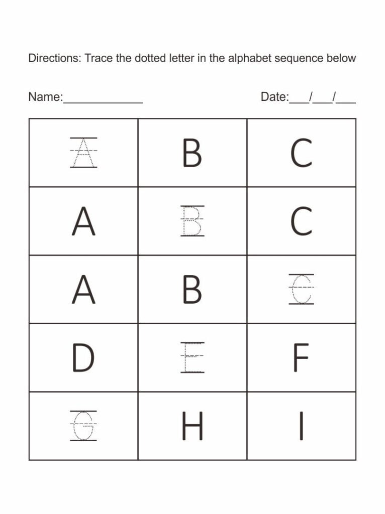 Pre K 4 Printable Worksheets