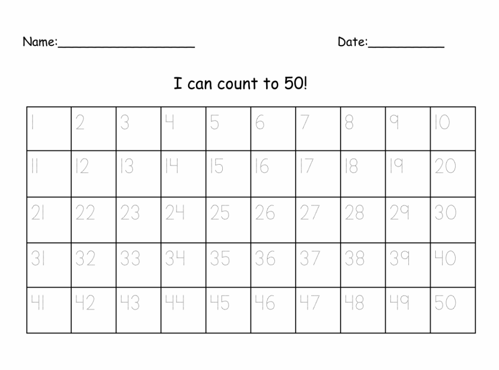 Printable Number Tracing Worksheets 1-50