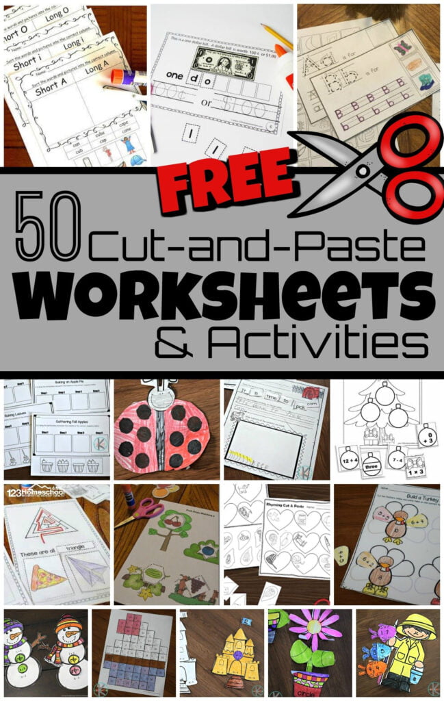 50 FREE Cut And Paste Worksheets And Activities For Kids