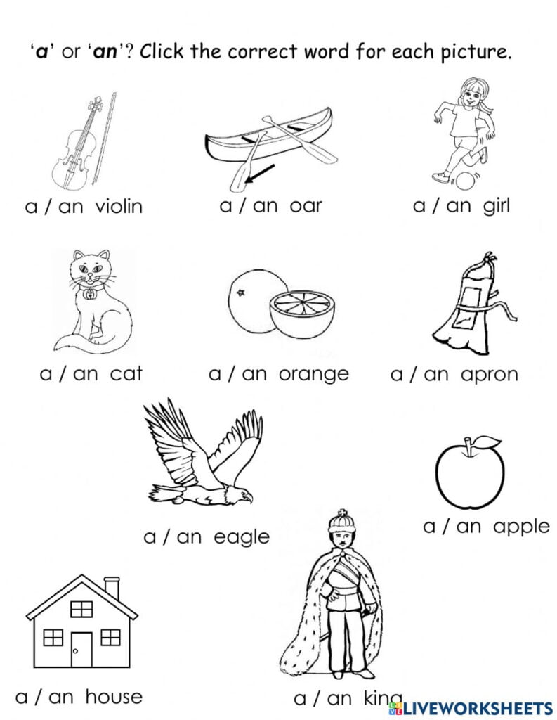 A Or An Online Exercise For Kindergarten