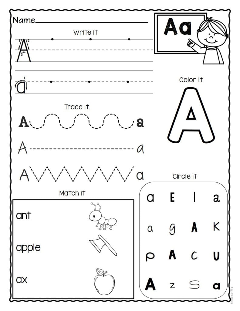 Letter A Worksheets For Preschoolers