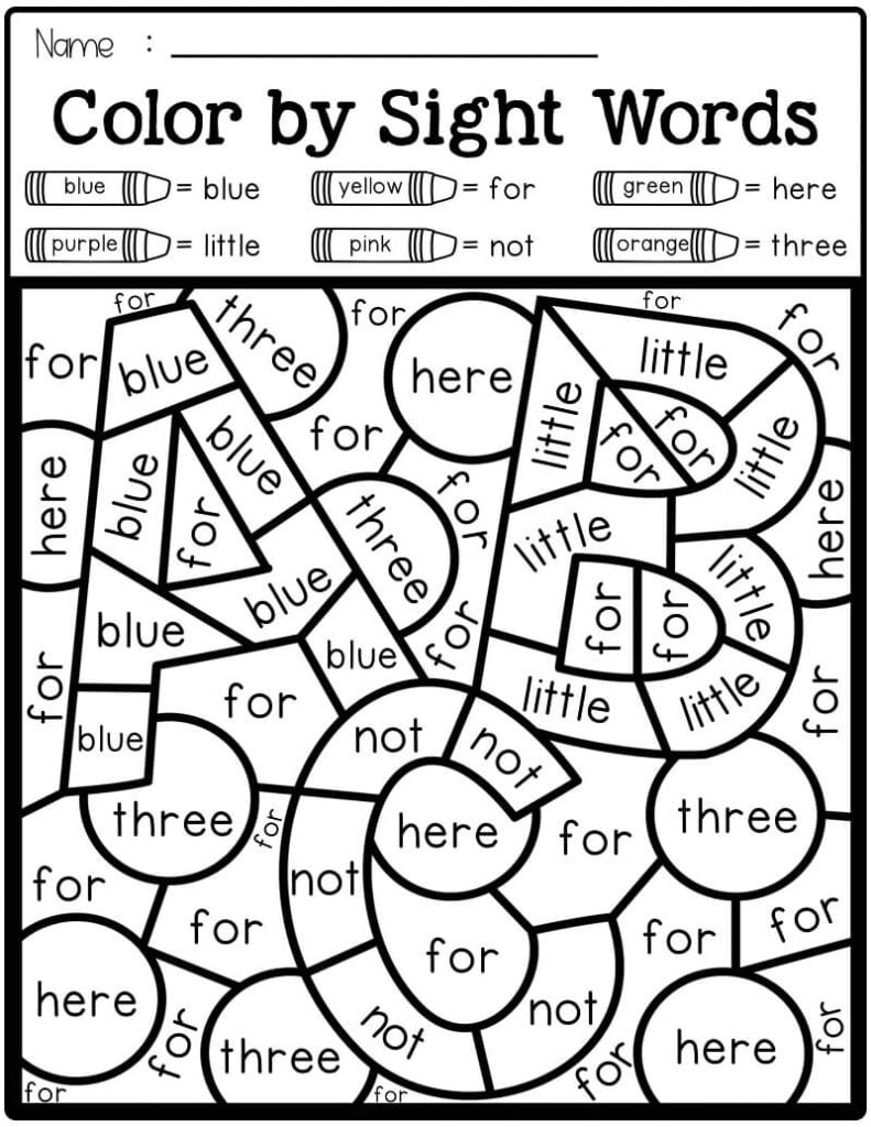 Color By Sight Words Free Printables