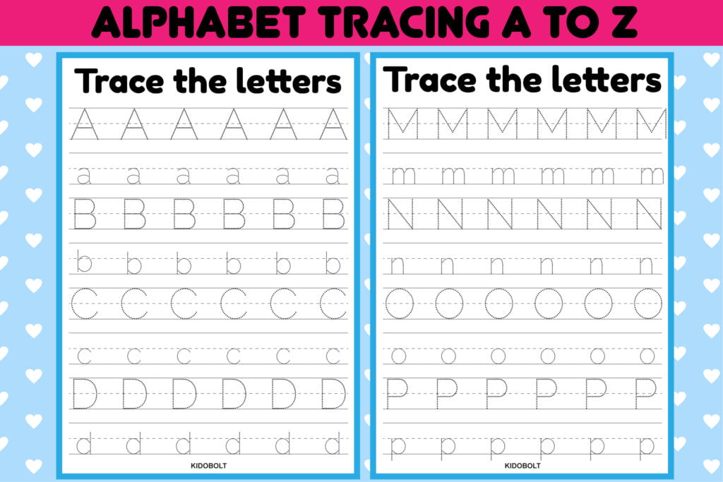 Alphabet Tracing Worksheets A Z Graphic By Sarita Kidobolt Creative Fabrica