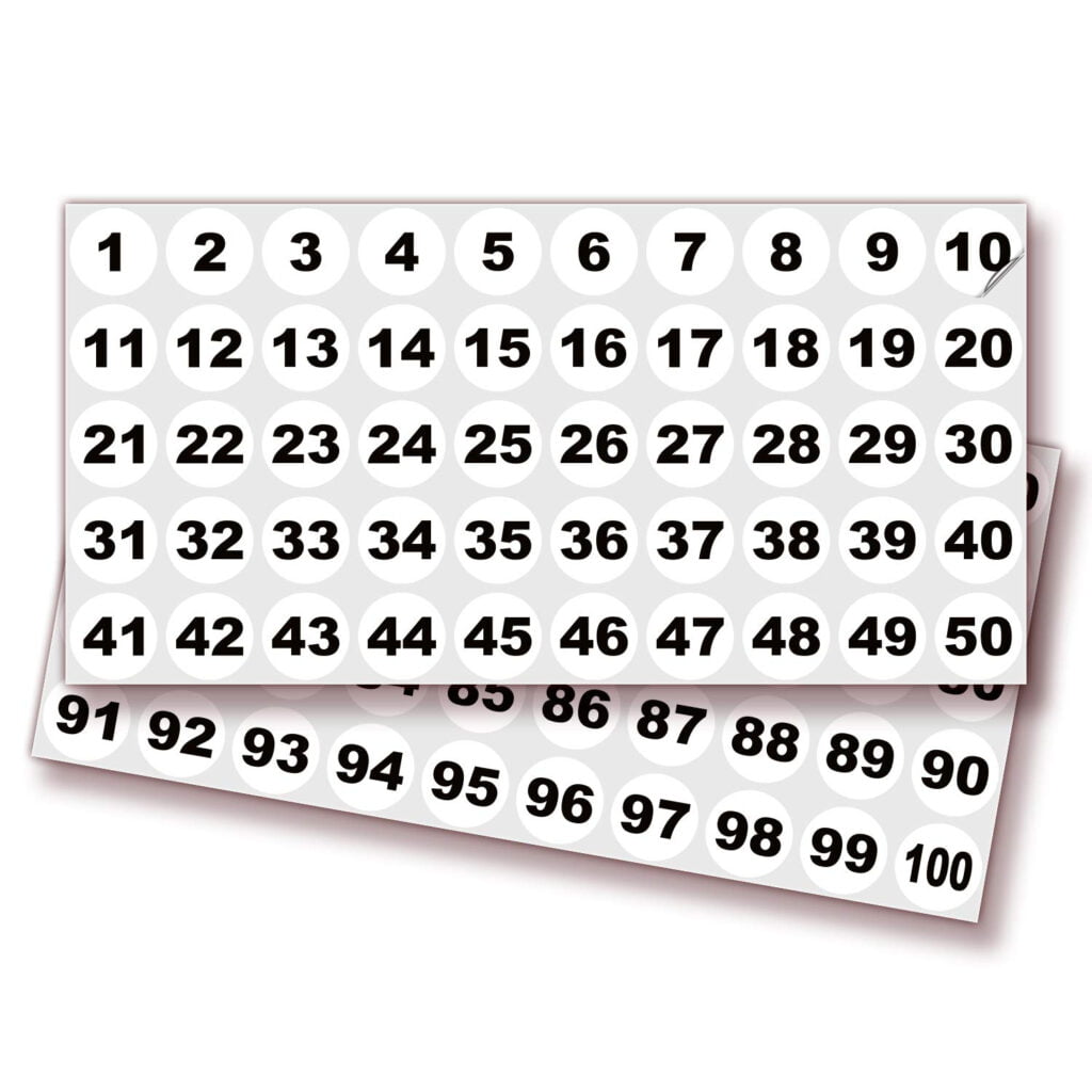 1 To 100 Number Stickers