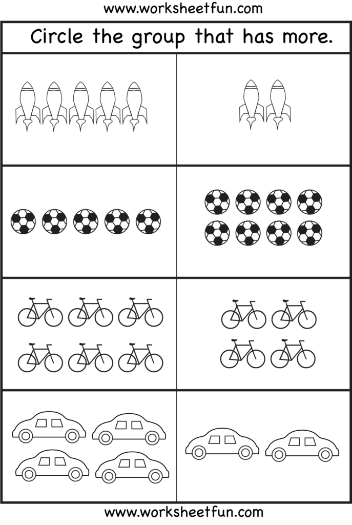 Comparison Worksheets More Or Less 4 Worksheets Kindergarten Math Worksheets Free Kindergarten Worksheets Printable Preschool Worksheets