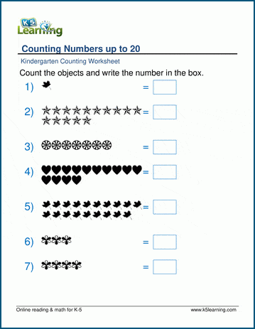 Counting To 20 Worksheets K5 Learning