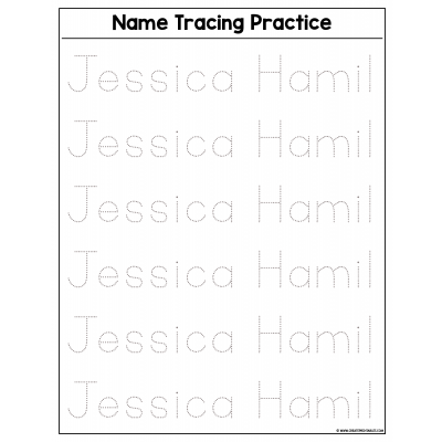 CreatePrintables Name Tracing Practice Original