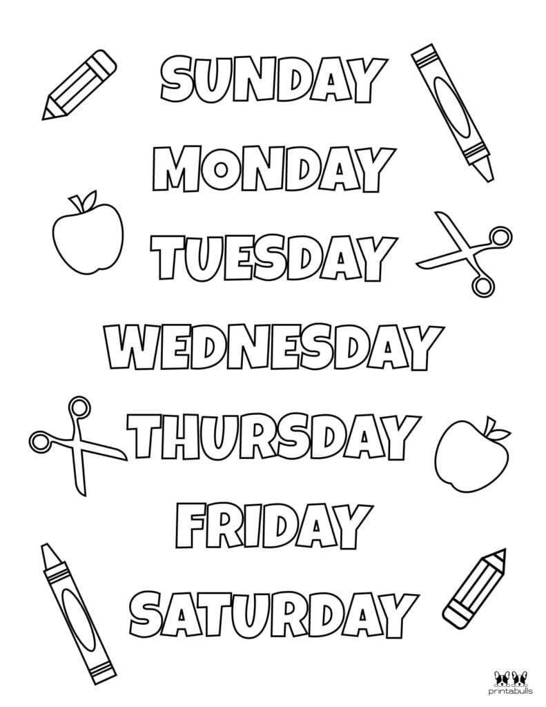 Days Of The Week Printables For Preschool