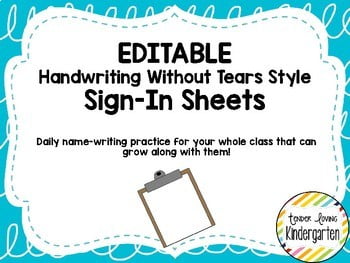 EDITABLE Daily Sign In Sheets Handwriting Without Tears Style Double Lines