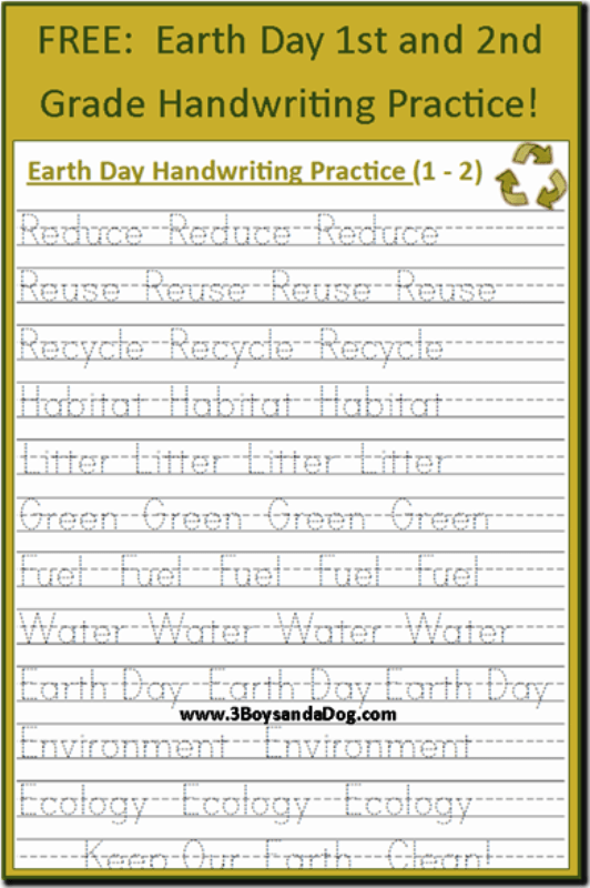 FREE Earth Day Handwriting Printables Grades 1 And 2 3 Boys And A Dog