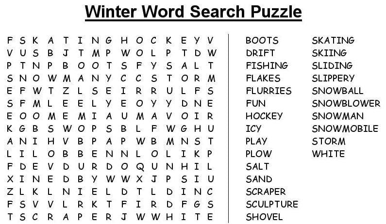 Free Large Print Word Searches