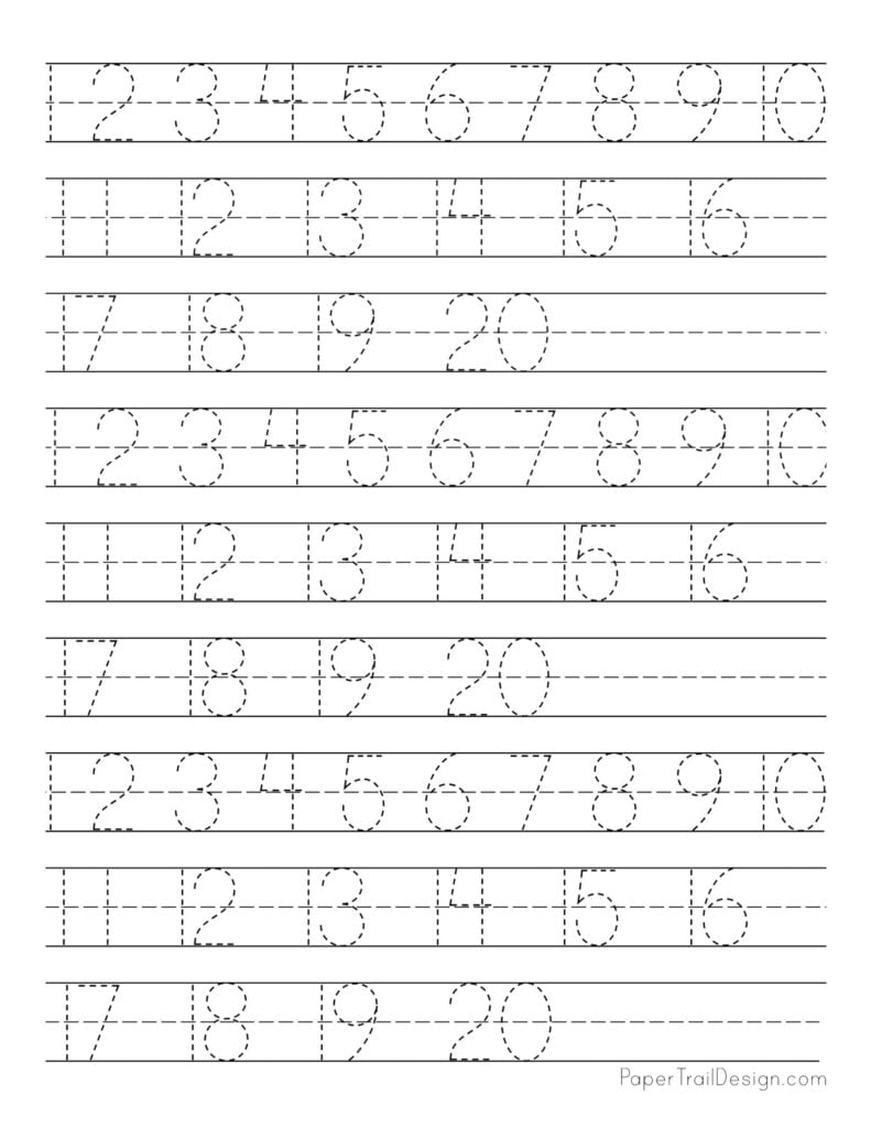 Free Number Practice Sheets For Kindergarten