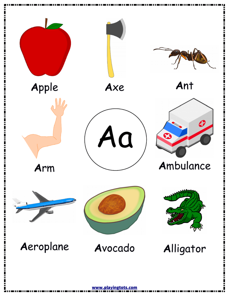 Free printable alphabets chart pictures kids toddler preschool file folder activity learn words image objec Ensino De Ingl s Alfabeto Em Ingl s Aprender Ingl s