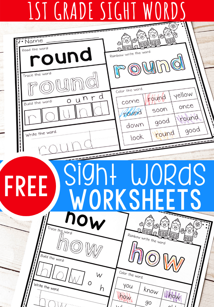 First Grade Sight Words Worksheets Pdf Free