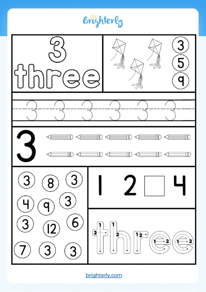 Number 3 Worksheets For Preschool