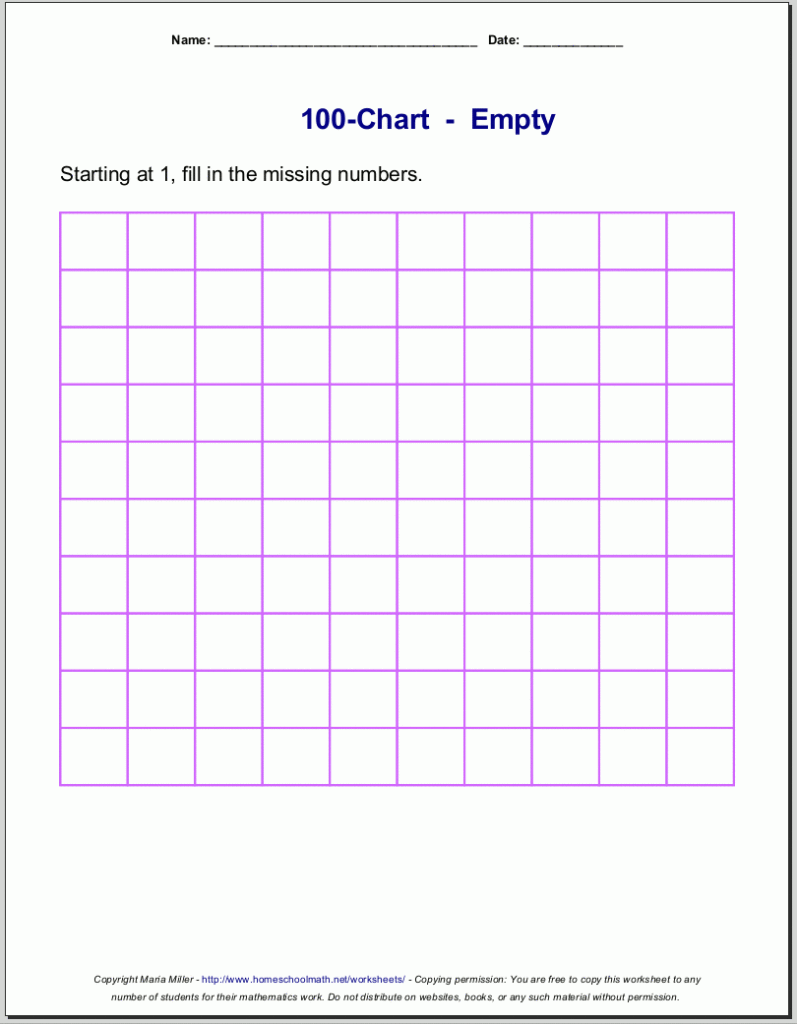 Free Printable Number Charts And 100 charts For Counting Skip Counting And Number Writing 