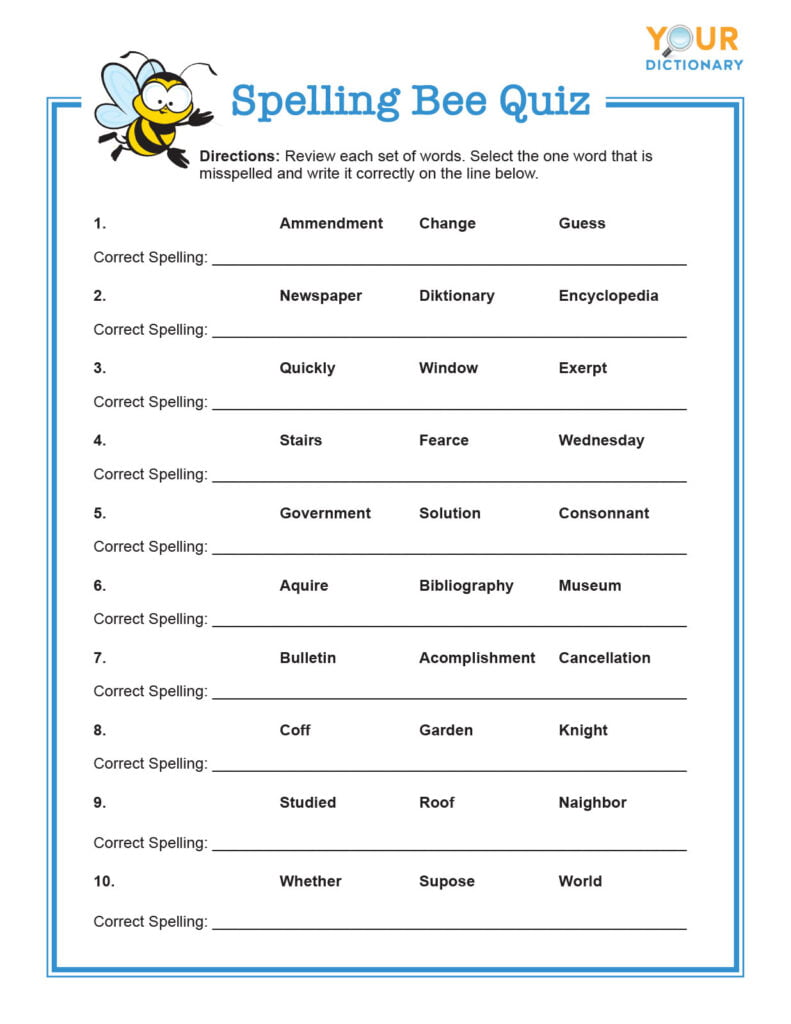 Printable Spelling Worksheets For 5th Grade