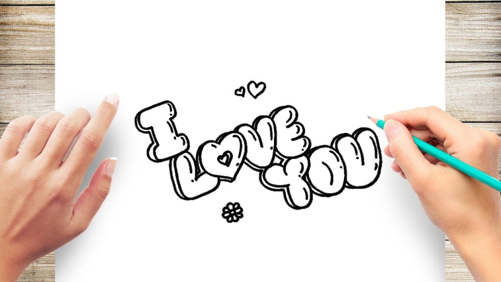 How To Draw I Love You In Bubble Letters Step By Step YouTube