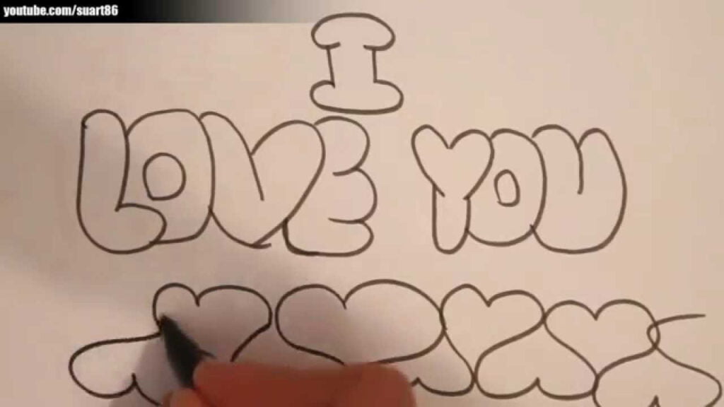 How To Draw I Love You In Bubble Letters YouTube