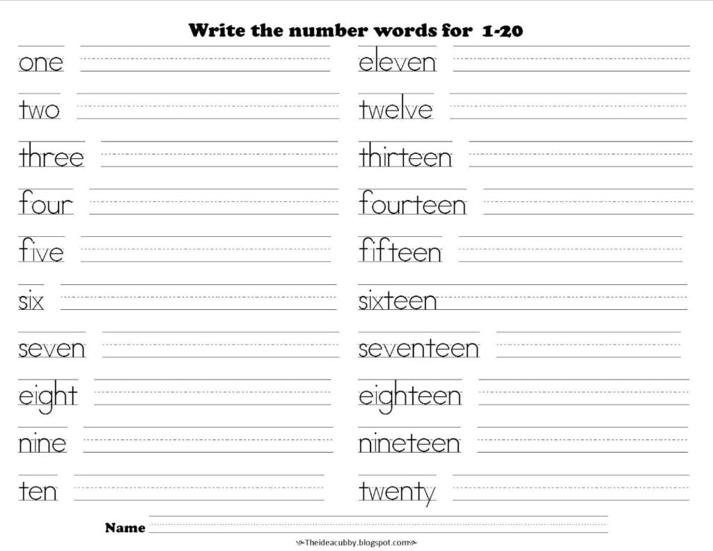 Image Result For Writing Numbers Words 1 20 For Kindergarten Number Words Worksheets Writing Worksheets Number Writing Worksheets