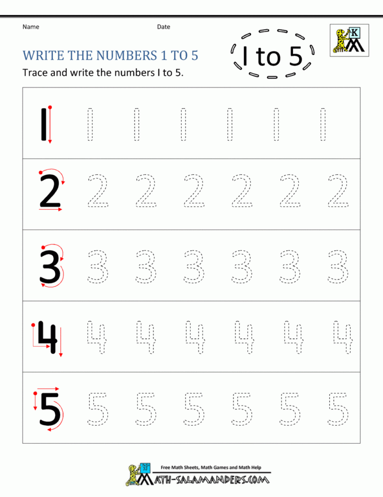 Practice Writing Numbers 1-10 For Kindergarten Pdf